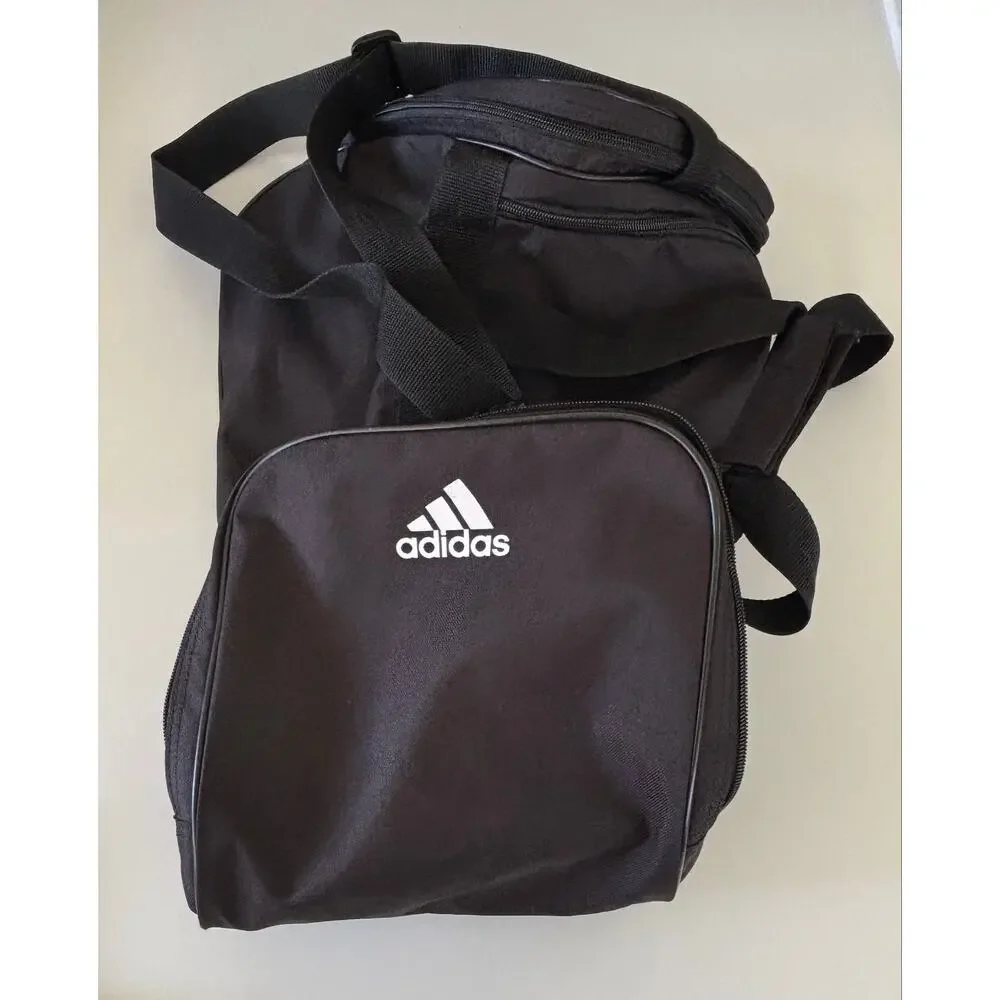 Adidas Black Duffel Gym Bag Travel Sports Bag Shoe Compartment Cross Body Strap